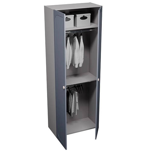 Шкаф двухдверный узкий, фрезерованные фасады в эмали LE210.44-1