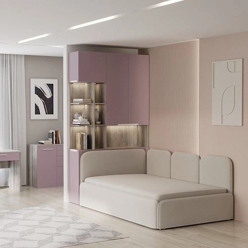 Шкаф двухдверный с фальш стенкой и нишей с подсветкой, фасады в эмали LE212.3