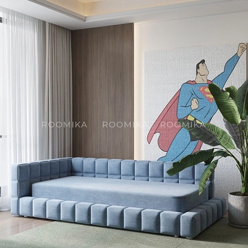 Кровать односпальная мягкая с ортопедической решеткой КВАДРО-М