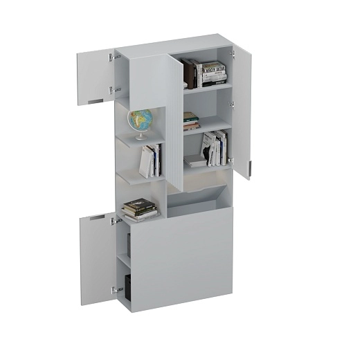 Шкаф с нишей с подсветкой, фрезерованные фасады в эмали LE212.3-90