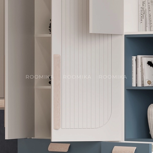 Шкаф книжный/для одежды с тремя ящиками, фрезерованные фасады в эмали LE213