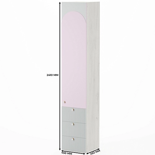 Шкаф однодверный с ящиками, фасады в эмали LE223