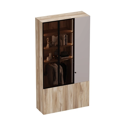 Шкаф трехдверный со стеклом в профиле с подсветкой LF212.4-120 L/R