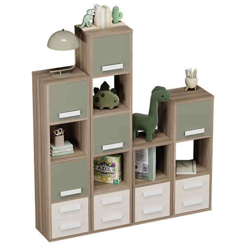 Стеллаж сквозной книжный на 14 ниш с ящиками E802,E803,E804,E805