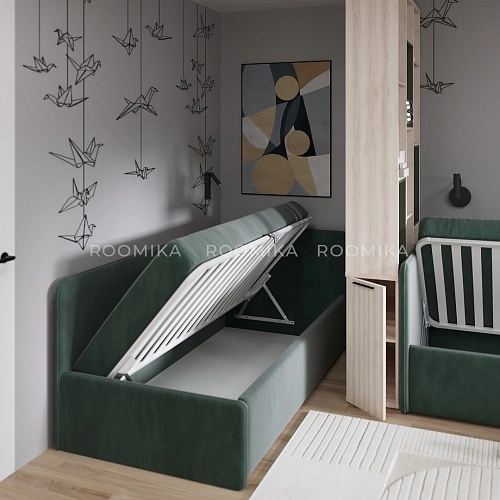 Кровать с подъемным механизмом и ящиком для белья РУБИ М1