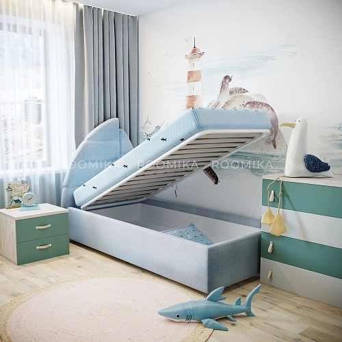 Кровать односпальная мягкая ПАРУС с подъемным механизмом, 90х200