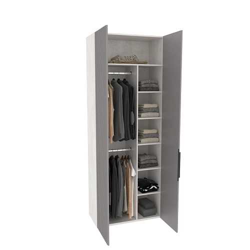 Шкаф двухдверный узкий с фрезерованными фасадами LE210.44-4