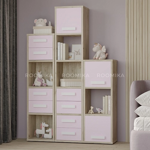 Cтеллаж сквозной книжный на 4 ниши с фасадом E804