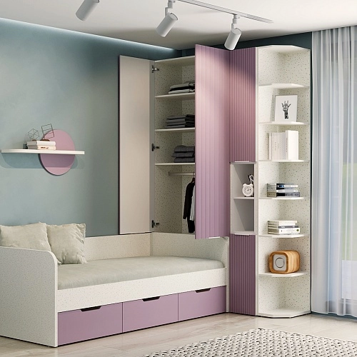 Шкаф двухдверный с фальш-панелью, фрезерованные фасады в эмали LE212.4-90