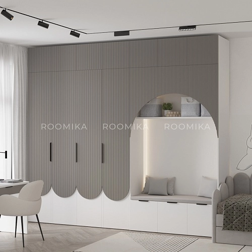 Шкаф для одежды, фрезерованные фасады в эмали LЕ251.60-2 L/R