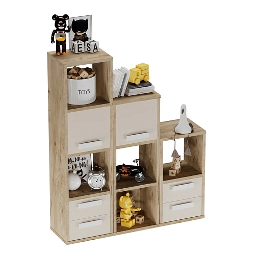 Стеллаж сквозной книжный на 9 ниш с ящиками E802,E803,E804