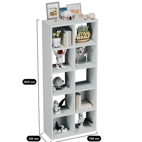 Стеллаж сквозной книжный на 10 ниш с ящиками E810