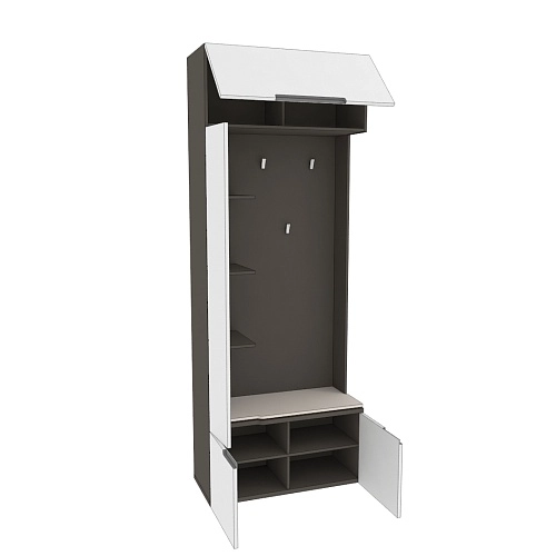 Секция с вешалкой и полками, фасады в эмали LE409 L/R