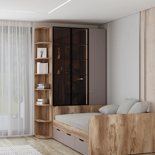 Шкаф трехдверный со стеклом в профиле с подсветкой LF212.4-120 L/R