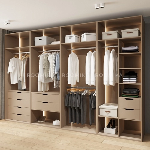 Шкаф для спальни с полками и штангой с подсветкой R210.60-4