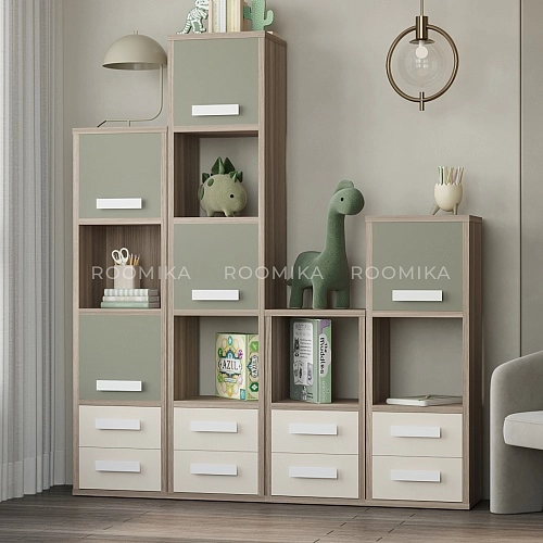 Стеллаж сквозной книжный на 14 ниш с ящиками E802,E803,E804,E805