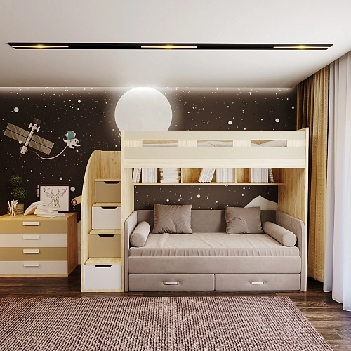 Кровать двухъярусная с диваном для подростка