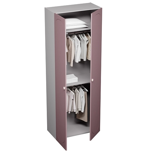 Шкаф двухдверный узкий, фрезерованные фасады в эмали LE210.44-1