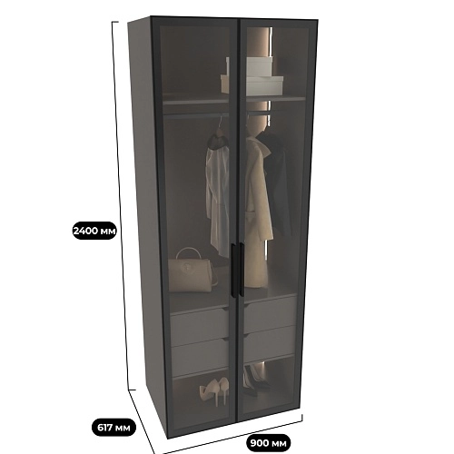 Шкаф для спальни с двумя ящиками и штангой с подсветкой R210.60-2