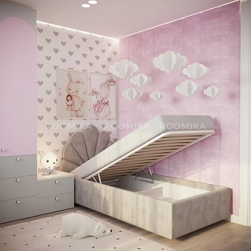 Кровать односпальная мягкая ДЕННИ с подъемным механизмом