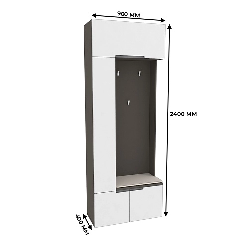Секция с вешалкой и полками, фасады в эмали LE409 L/R