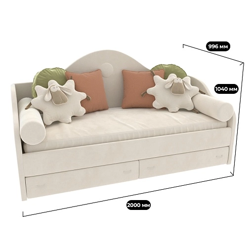  Мягкая кровать-диван с ящиками ФАБИО, 90х190