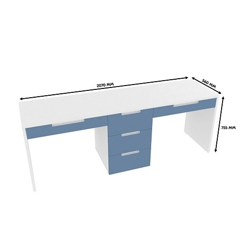 Cтол прямой на 2 рабочих места, фасады в эмали LE718.2