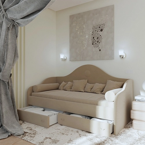 Мягкая кровать-диван с ящиками ФАБИО, 90х190