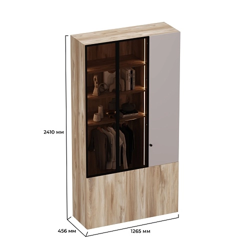 Шкаф трехдверный со стеклом в профиле с подсветкой LF212.4-120 L/R