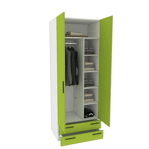 Шкаф двухдверный с ящиками глубокий L211.60