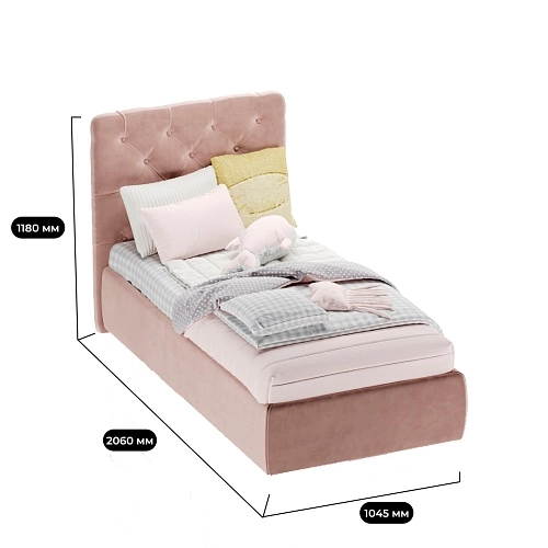 Кровать односпальная мягкая МИРА с подъемным механизмом, 90x190