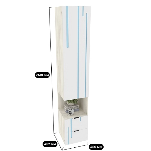 Шкаф-пенал с нишей, фрезерованные фасады в эмали LE221.40
