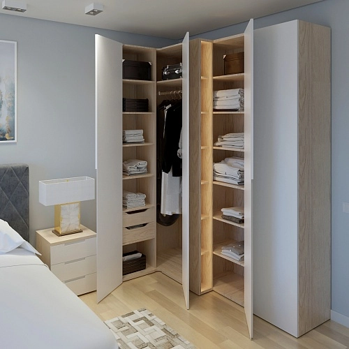 Шкаф угловой, фасады в эмали LE207 L/R