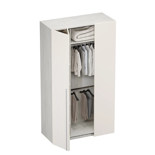 Шкаф со складными дверьми и фальш панелью, фрезерованные фасады в эмали LE206 L/R