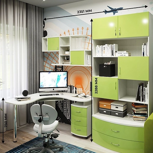 Рабочая зона с угловым столом Палермо для школьника