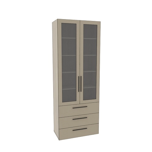 Шкаф книжный с тремя ящиками со стеклом L213S