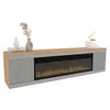 Тумба ТВ напольная с электрокамином, фрезерованные фасады в эмали LE546