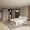 Cпальня с мягкой стеновой панелью и кроватью подиумом 3