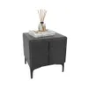 Тумба прикроватная мягкая, стекло прозрачное, ножки черные ГРЕЙС752