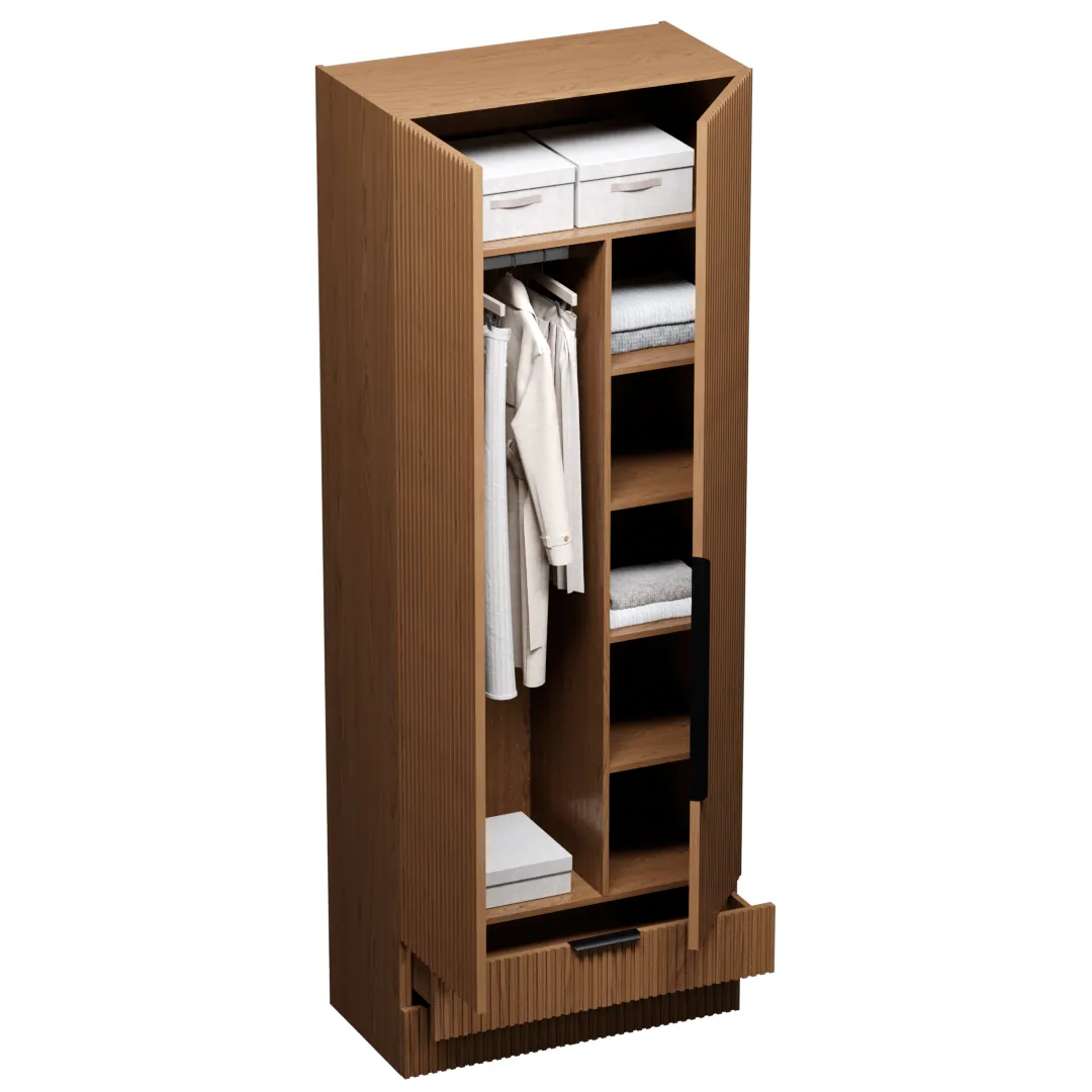 Шкаф двустворчатый с ящиками, фасады натуральный шпон L-211.44