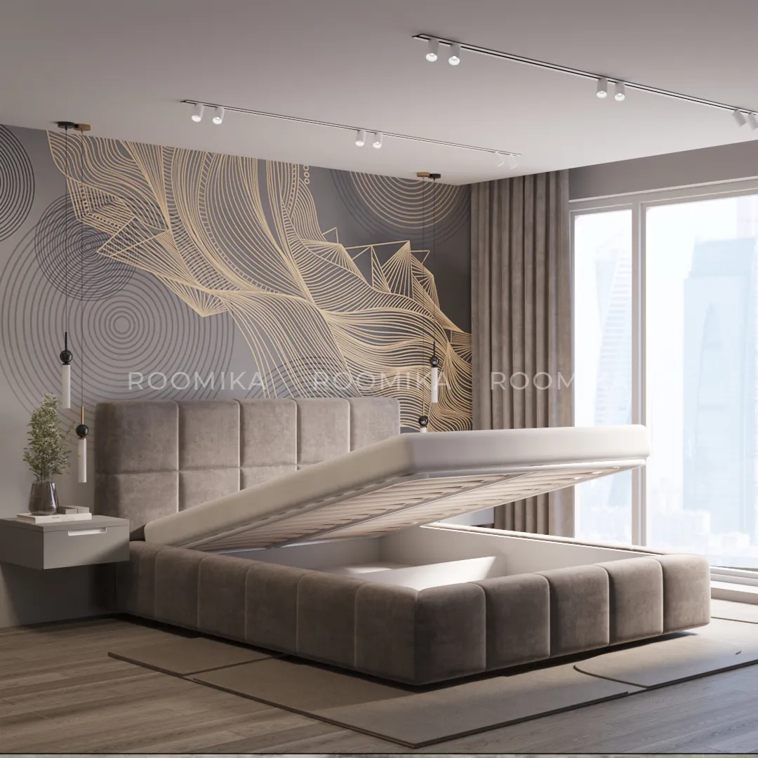 Кровать двуспальная мягкая QUADRO-soft  с подъемным механизмом, 140x200