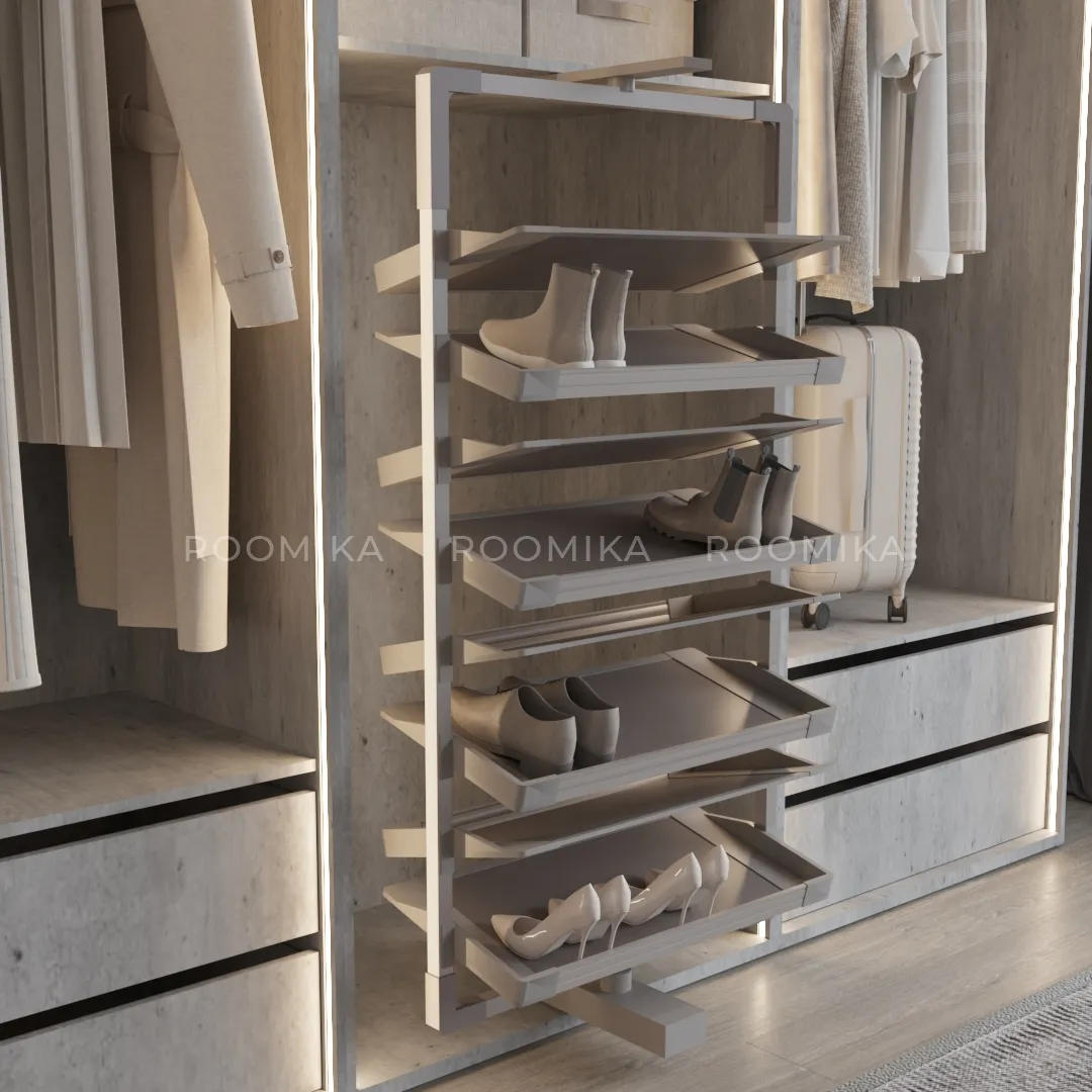 ALFA Поворотно-выдвижная обувница, 8 полок, FRM5814.08.01