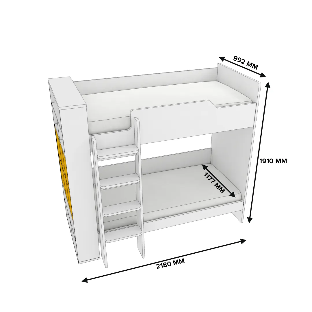 Кровать двухъярусная L908, 90x190 L/R