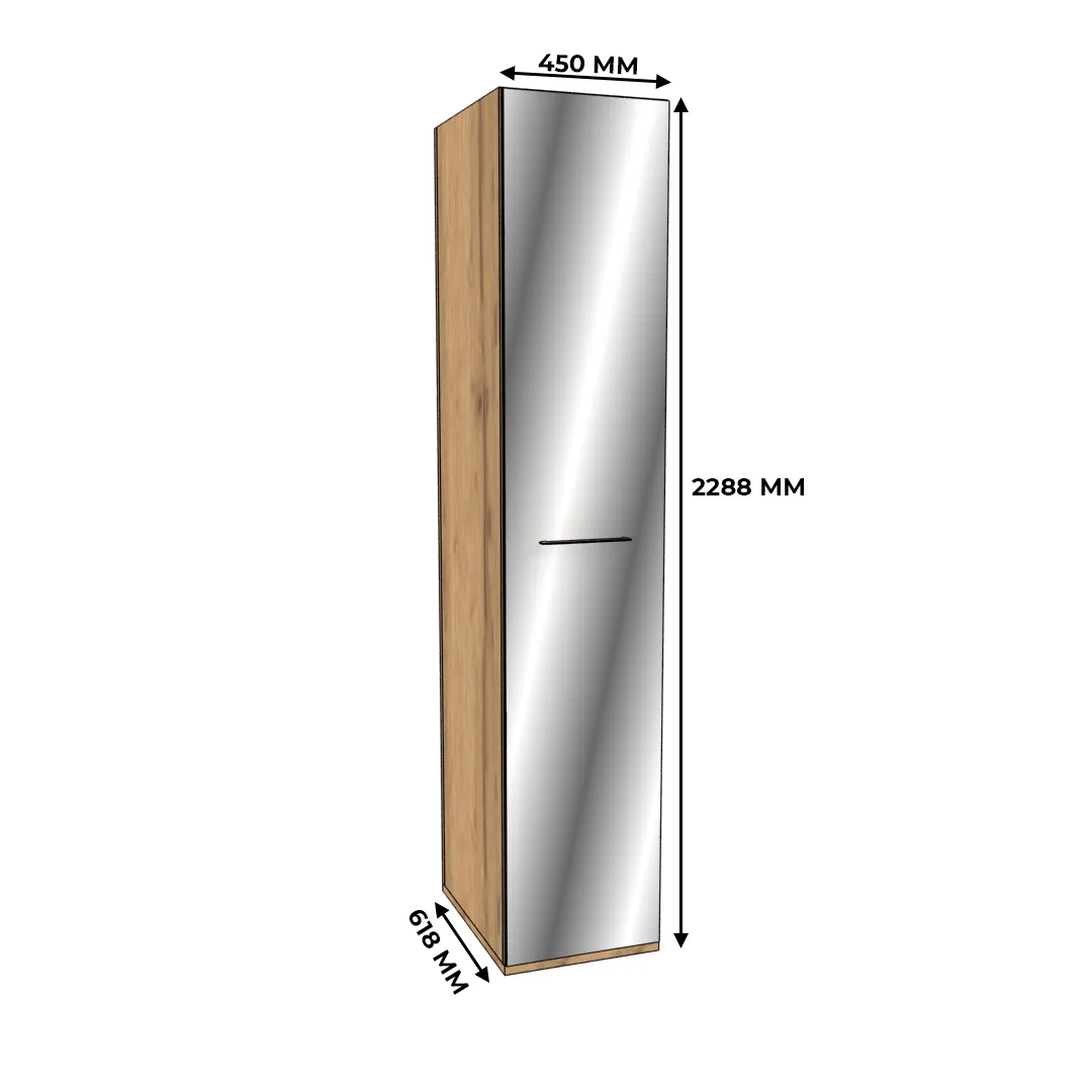 Шкаф одностворчатый узкий с зеркалом C-220.60Z
