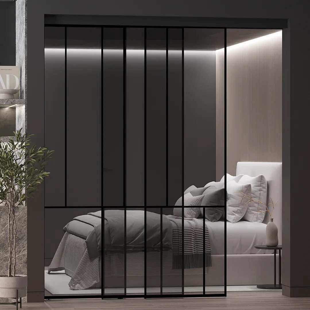 Раздвижная перегородка-купе, стекло Титан GRACE 17