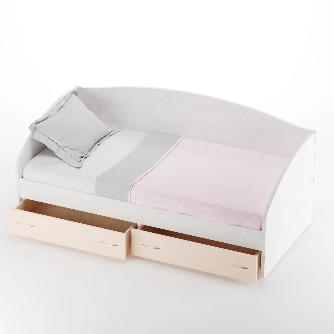 Кровать односпальная с ящиками и бортиком P902N, 90x190