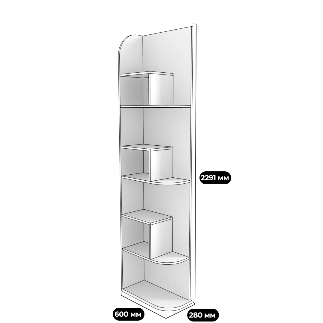 Cтеллаж завершающий  глубина 600мм E233 L/R