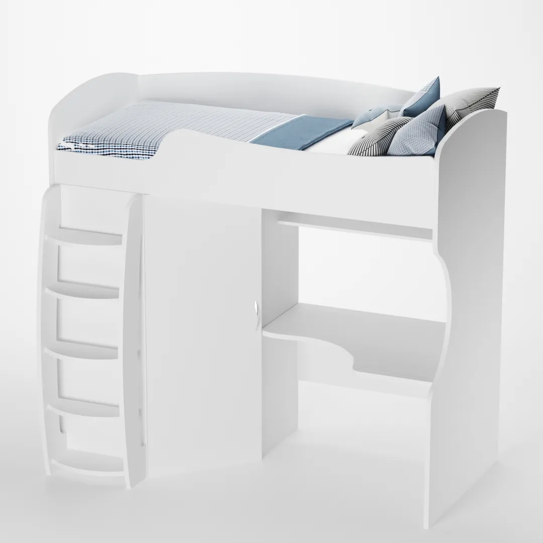 Кровать-чердак с рабочей зоной P906, 90x200