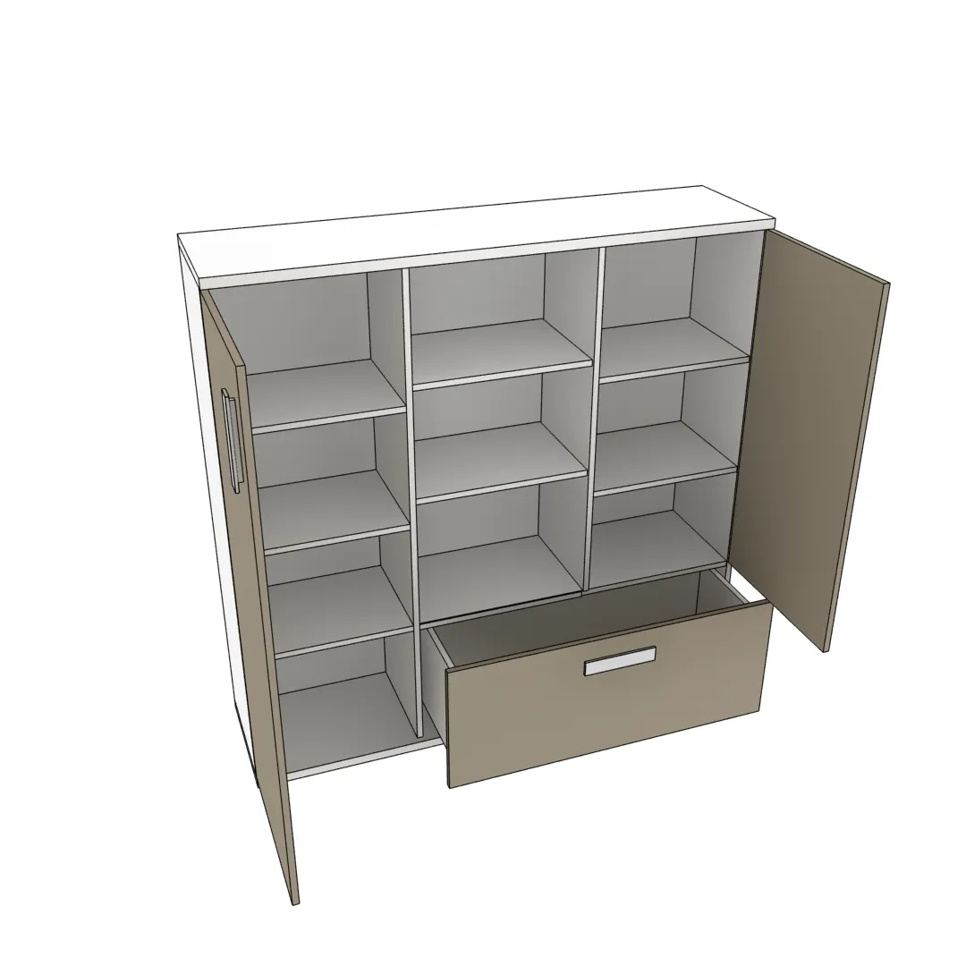 Стеллаж комбинированный низкий с ящиком E403