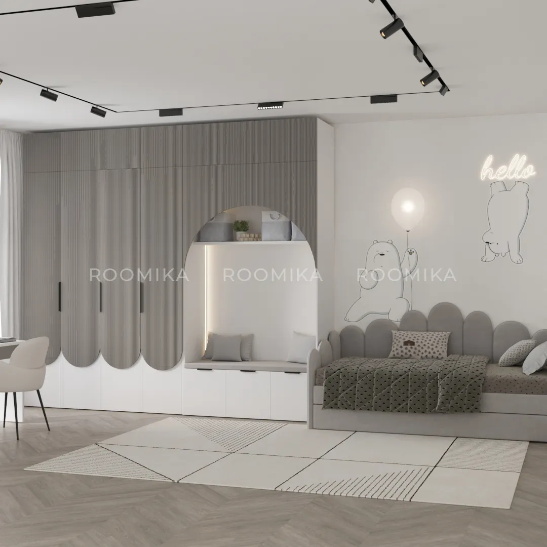 Шкаф для одежды, фрезерованные фасады в эмали LЕ252.60-2